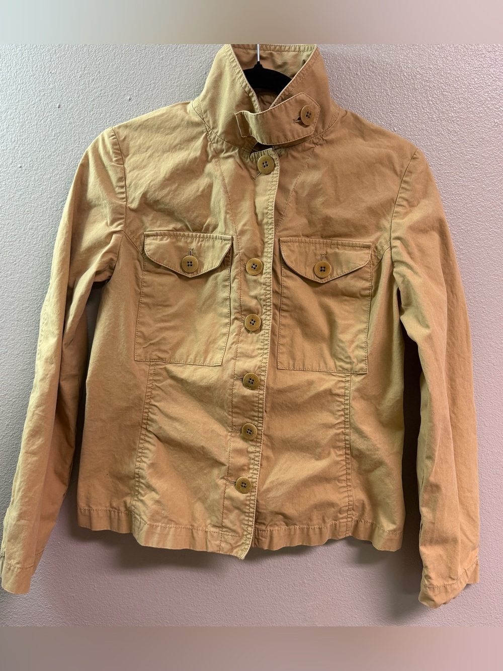 Gap vintage 2009 Tan Button-Up Jacket with Stand Collar fits L youth W small